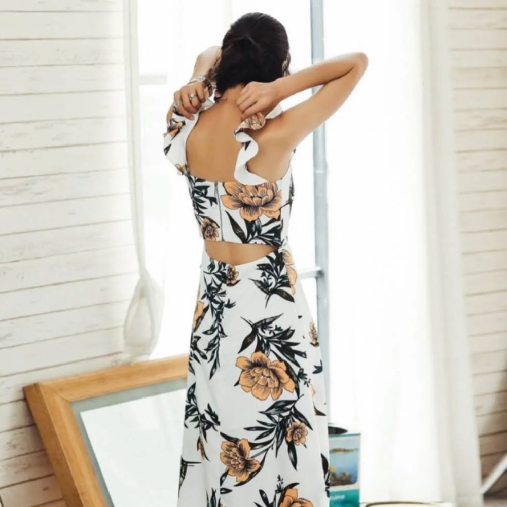 ZHU white with orange floral dress small